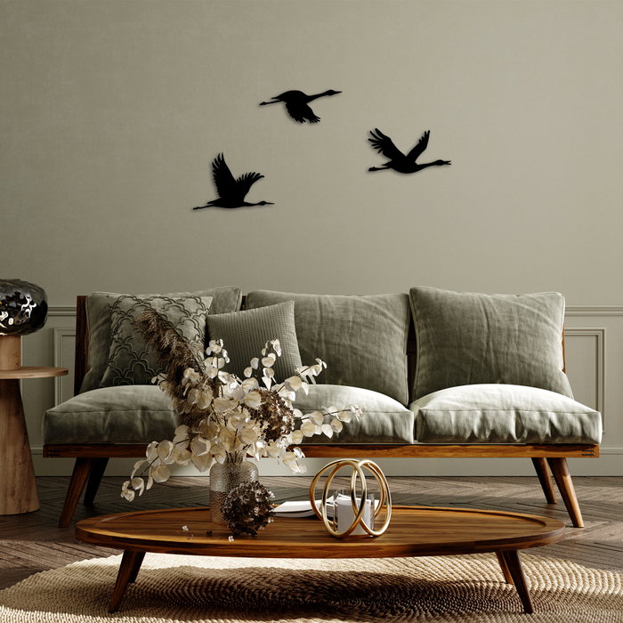Wallity Migrant Birds - 302 Escultura de Pared de Metal Negra